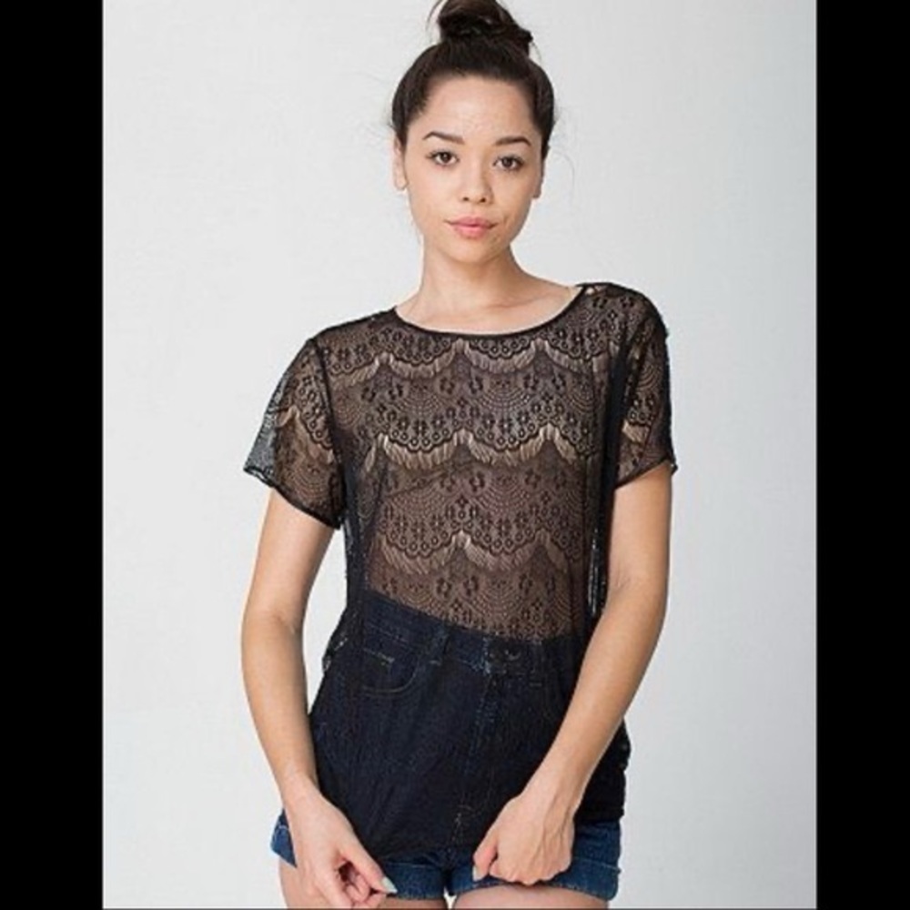 𝅺3 for $40 ✨ American Apparel Black Sheer Lace T-shirt